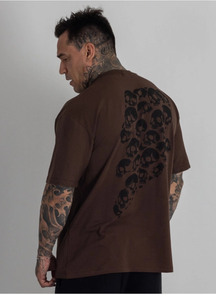 Camiseta Oversized Skull Marrom (P)