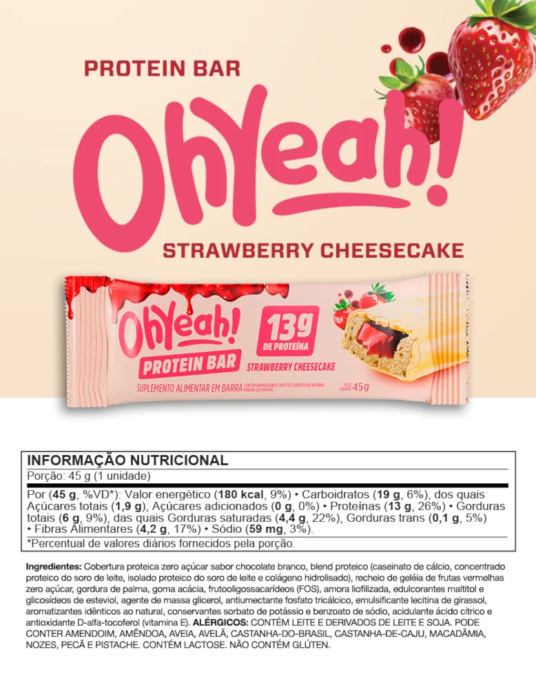 BARRA DE PROTEÍNA – OH YEAH PROTEIN BAR 45G (Unidade)