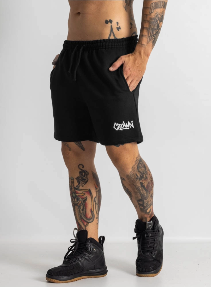 Bermuda Moletom Preta Curta Graffs Crown Training (G)