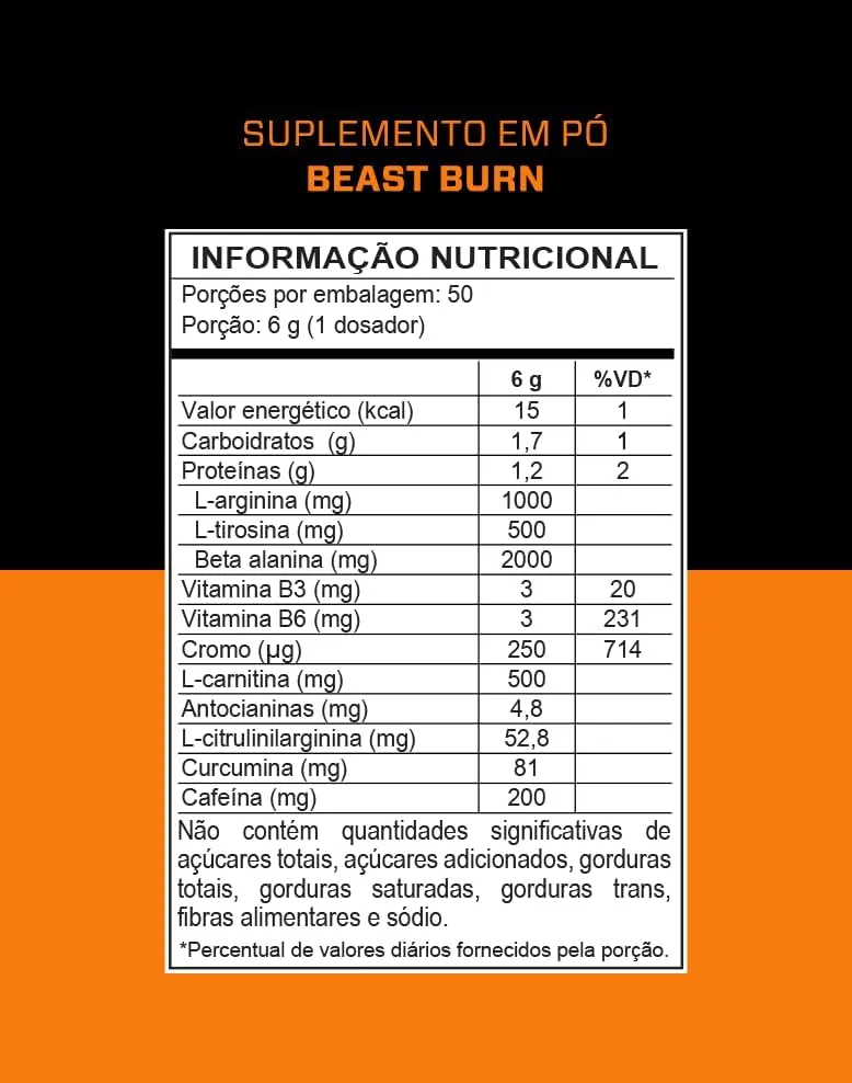 PRÉ-TREINO BEAST BURN – 300G – 50 DOSES