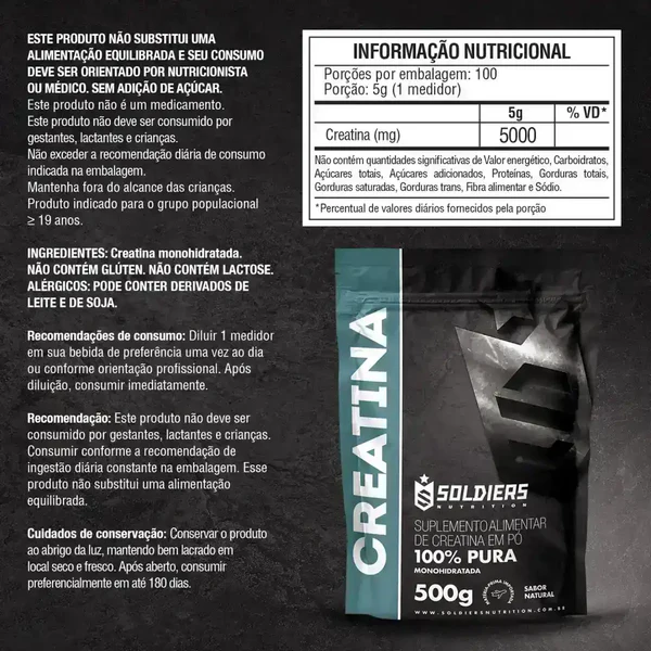 Creatina Monohidratada 100% Pura Importada – Soldiers Nutrition