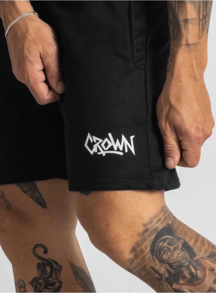 Bermuda Moletom Preta Curta Graffs Crown Training (G)