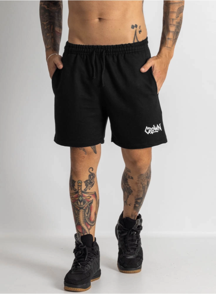 Bermuda Moletom Preta Curta Graffs Crown Training (G)
