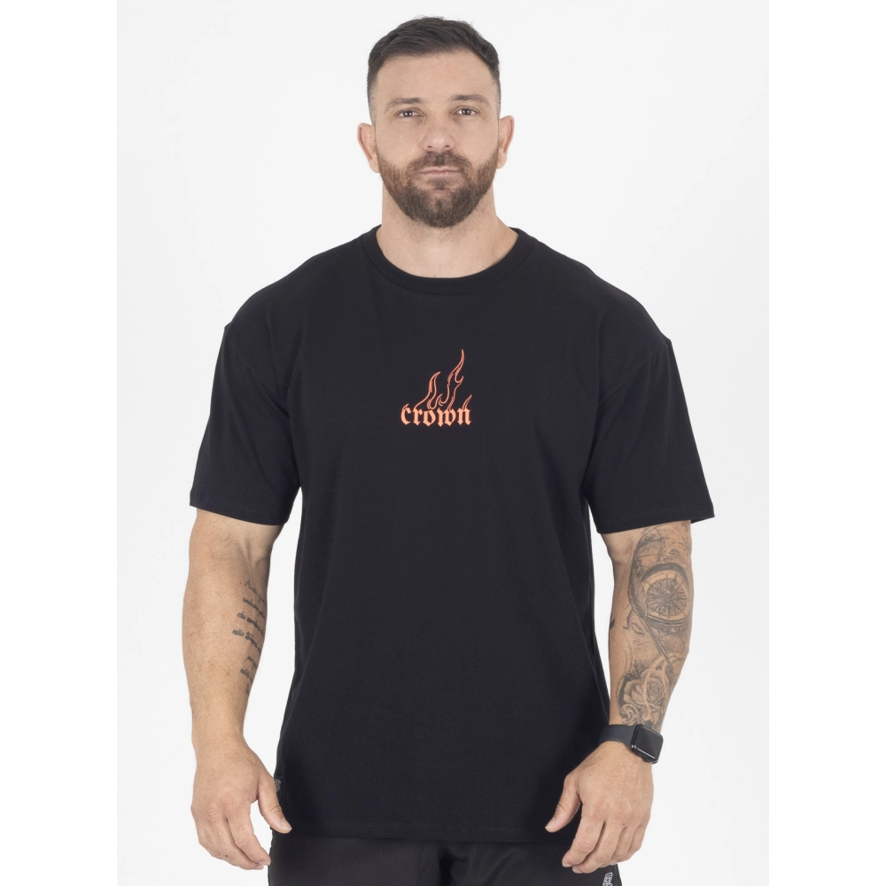 Camiseta Oversized Fire Crown Preta (P)